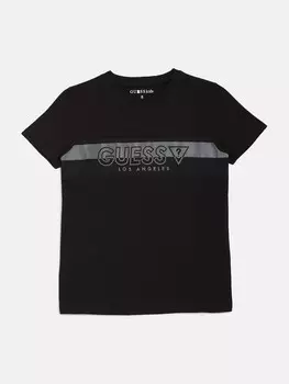 Футболка с сетчатым логотипом (7–16) Guess Factory, черный