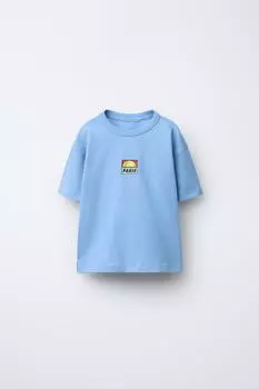Футболка с теннисным принтом ZARA, светло-синий