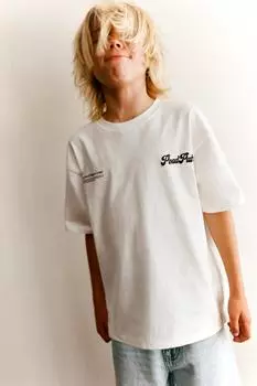 Футболка с утиным принтом ZARA, белый