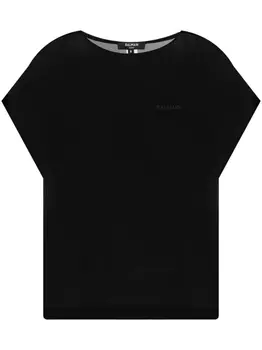 Футболка с вышитым логотипом Balmain, черный