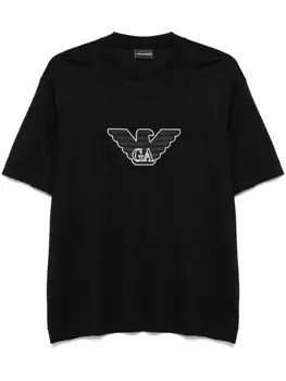 Футболка с вышитым логотипом Emporio Armani, черный