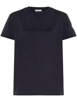 Футболка с вышитым логотипом Moncler, синий