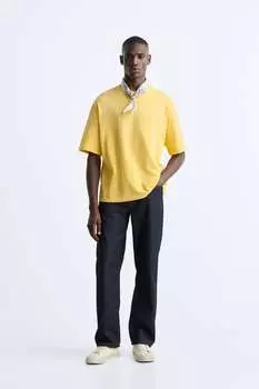 Футболка с вышиванным слоганом ZARA, желтый