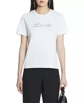 Футболка с вышивкой бисером Lanvin, белый