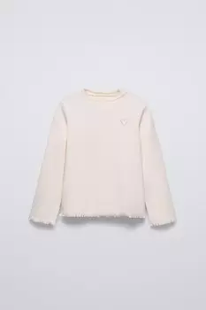 Футболка с высоким воротом в ребре ZARA, экрю