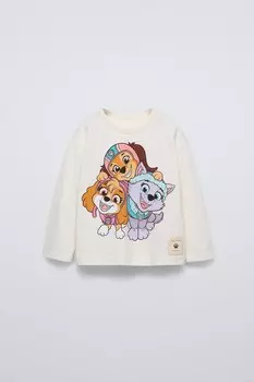 Футболка щенячий патруль ZARA, устрично-белый