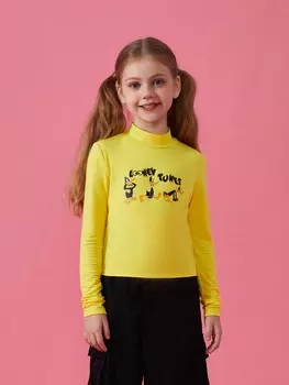 Футболка Shein с рисунком и надписью Mock Neck, желтый