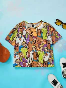 Футболка Shein Scooby-Doo X Tween Boy с мультяшным рисунком, оранжевый