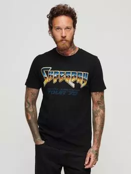 Футболка Superdry 70s Rock с рисунком группы, черная