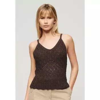 Футболка Superdry Crochet Cami, коричневый