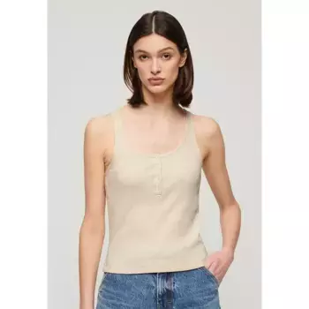 Футболка Superdry Essential Button Down, бежевый