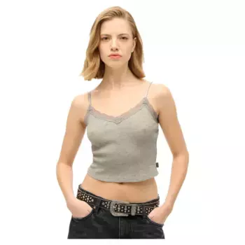 Футболка Superdry Essential Lace Trim Crop Cami, зеленый