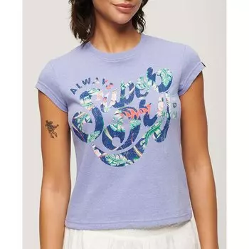Футболка Superdry Floral Scripted, фиолетовый