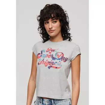 Футболка Superdry Floral Scripted, серый