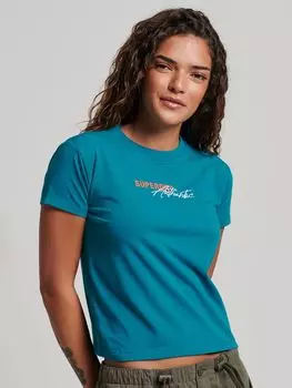 Футболка Superdry Graphic Sport в стиле 90-х, Deep Lake Turquoise