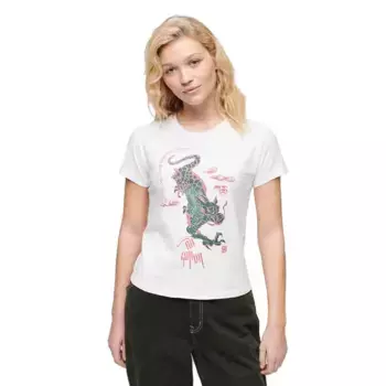 Футболка Superdry Kailash Dragon Fitted, белый