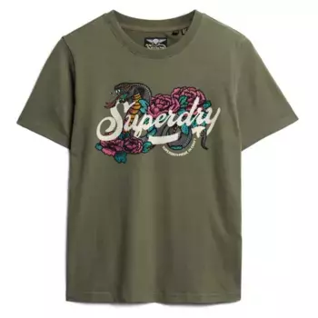 Футболка Superdry Tattoo Script Relaxed, зеленый