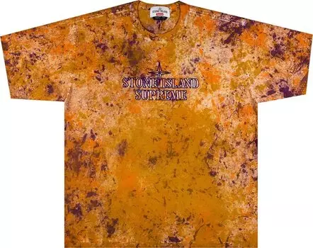 Футболка Supreme x Stone Island Embroidered Logo Short-Sleeve Top 'Coral', оранжевый