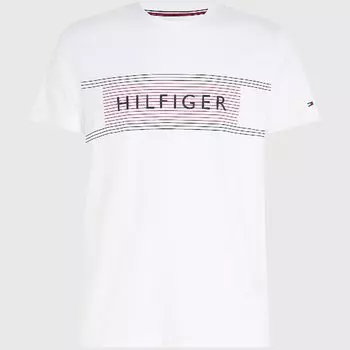 Футболка Tommy Hilfiger Big And Tall Slim Fit Hilfiger Stripe, белый/красный/черный