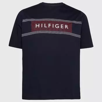 Футболка Tommy Hilfiger Big And Tall Slim Fit Hilfiger Stripe, темно-синий/красный