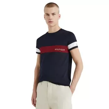 Футболка Tommy Hilfiger Slim Fit Colorblock Strip, темно-синий