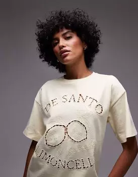 Футболка Topshop Cutwork Limoncello oversize цвета пахты