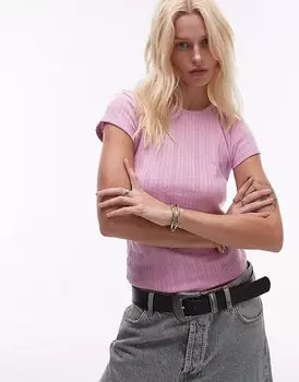 Футболка Topshop pointelle розового цвета