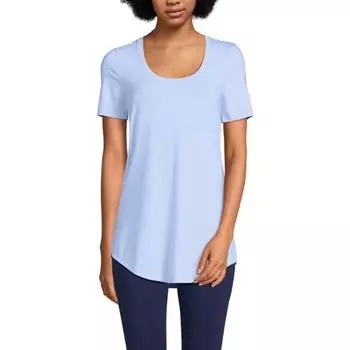 Футболка-туника Petite с короткими рукавами для силовой тренировки Lands' End, цвет soft sky blue