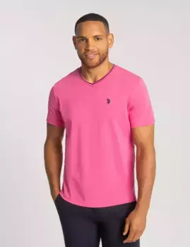 Футболка U.S. Polo Assn Tipped V-neck Jersey, розовый