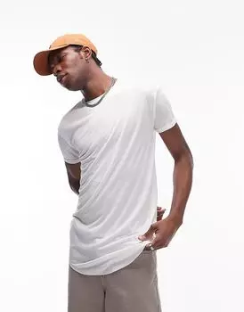 Футболка удлиненная белого цвета Topman