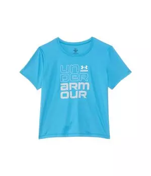Футболка Under Armour Kids Tech Split Wordmark Short, цвет Ether Blue/Halo Gray/White