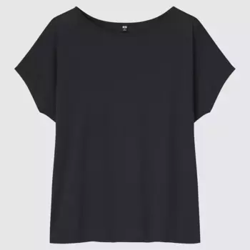 Футболка Uniqlo Drape Boat Neck, чёрный