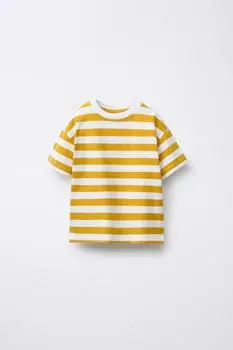 Футболка в полоску ZARA, цвет Ochre