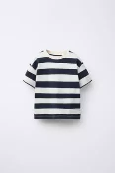 Футболка в полоску ZARA, темно-синий