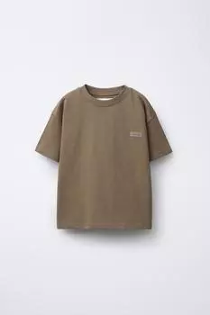Футболка в тяжелом весе ZARA, коричневый