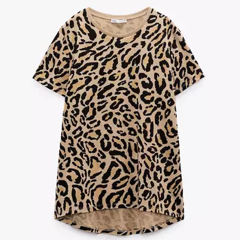 Футболка Zara Basic, черный/коричневый