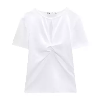 Футболка Zara Cut-out Knotted, белый