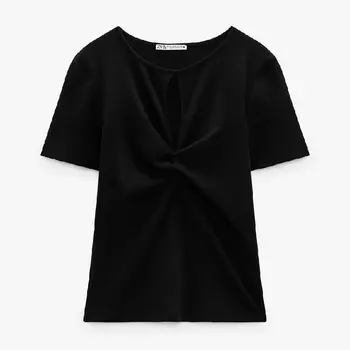 Футболка Zara Cut-out Knotted, черный