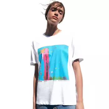 Футболка Zara David Pher Print, белый