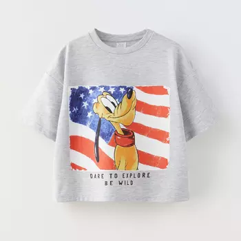 Футболка Zara Disney Pluto, серый