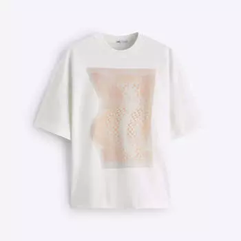 Футболка Zara Distortion Print, белый