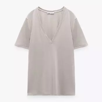 Футболка Zara Faded-effect, светло-серый