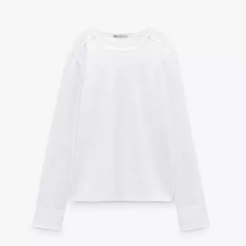 Футболка Zara Long Sleeve, белый