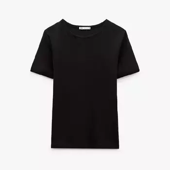 Футболка Zara Ripped Faded-effect, черный