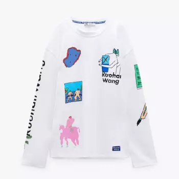 Футболка Zara Ruohan Wang Print, белый