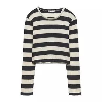 Футболка Zara Rustic Ribbed, черный/белый