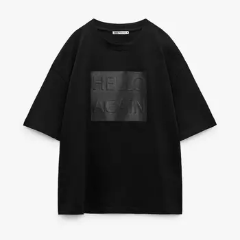 Футболка Zara Slogan Patch, черный