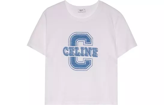 Футболка женская Celine, белый / синий