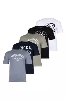 Футболки Leogra с логотипом, 5 шт Jack & Jones, черный