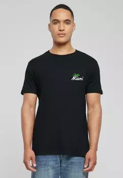 Футболки с принтом MIAMI PALM TREE EMB Mister Tee, черный